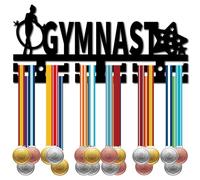CREATCABIN Support Mural Médailles Gymnaste,Présentoir en Acrylique Médailles,Support Sport Suspendre pour Récompenses D'Athlète,Décoration Murale pour Ruban Gymnastique,Football,Natation,Noir 29x13cm