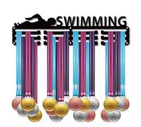 CREATCABIN Swimming Porte-Médailles de Nageur Médailles Présentoir Support Mural Cintre Décor Porte-Médailles pour Coureurs Stockage de Badges Maison 3 échelon Médaillé sur 60 médailles