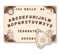CREATCABIN Tableau Spirituel Bois Solaire avec Pendule,Lune,Planche,Divination,Planches Parlantes avec Planchette,Tableau à Messages Métaphysique pour Wicca,Objets,Sorcière,Fournitures,30x21cm