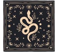 CREATCABIN Tapis D'Autel en Velours Motif Serpent Doré Tapis de Sorcellerie Tapis Spirituel Cartes de Tarot Nappe Carrée Tapisserie Murale Nappe de Divination pour Rituel de Sorcellerie 50x50cm