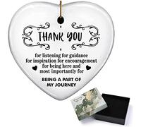 CREATCABIN Thank You For Listening For Guidance Gifts Coeur Ornement Souvenir Plaque Inspiration Ornement de Voiture à Suspendre en Céramique Décor Fait à la Main avec Boîte-Cadeau pour Boss Teacher F