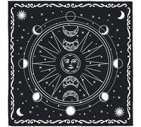 CREATCABIN Tissu d'autel motif phases de la lune - Tapis de sorcellerie spirituel en velours noir - Nappe carrée à suspendre au mur - Nappe de divination pour lecture Wicca - 50,8 x 50,8 cm