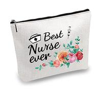 CREATCABIN Toile Maquillage Sacs Meilleure Infirmière Jamais Sac Cosmétique Multi-Usage Pen Case Trousse de Voyage Drôle avec Fermeture Éclair Fournitures Scolaires Cadeaux 10 x 7 Pouce