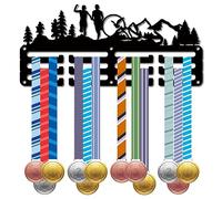CREATCABIN Trail Running Medal Hanger Display Medal Holder Rack Sports Metal Hanging Awards Iron Small Mount Decor Awards for Wall Home Badge Race Runner Marathon Medalist Black Athlete 11.4x5.1 inch