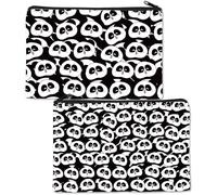 CREATCABIN Trousse de Maquillage Panda en Toile Noire et Blanche Multi Usage avec Fermeture Éclair Idéale pour Les Voyages et comme Cadeau de Fin D'Études pour Femme Ou Fille 25x18cm