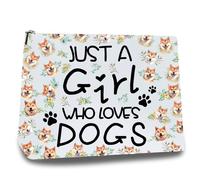CREATCABIN Trousse Maquillage Chien pour Femme Trousse Voyage Fermeture Éclair Trousse Polyvalente Trousse Toilette Sac Rangement Organisateur Cadeaux 125x18cm Juste Une Fille Qui Aime Chiens