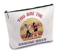 CREATCABIN Trousse Maquillage en Toile Danse Trousse Maquillage Trousse Toilette Trousse Rangement Sac à Main avec Fermeture Éclair pour Ballet Cadeaux pour Femmes 25x18cm Vous Êtes la Reine la Danse
