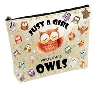 CREATCABIN Trousse Maquillage Hibou Mignon Trousse Voyage à Fermeture Éclair Étui Multi Usages Sac Rangement pour Articles Toilette Organisateur pour Femme 25x18cm Juste Une Fille Qui Aime Hiboux
