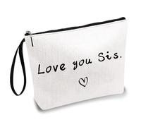 CREATCABIN Trousse Maquillage«Je T’Aime Ma Sœur»Pochette Voyage avec Fermeture Éclair Étui Multi Usages Sac Rangement pour Produits Toilette Organisateur.Exprimez Votre Amour pour Amie Sœur 25x20cm