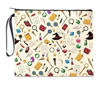 CREATCABIN Trousse Maquillage Magique Polycoton Trousse Cosmétiques Polyvalente pour L'École Trousse Crayons avec Fermeture Éclair Métal Trousse Toilette Sac Main Voyage Cadeaux Maquillage 24x20cm