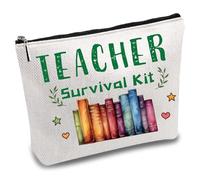 CREATCABIN Trousse Maquillage Pochette Cosmétiques Trousse Maquillage Petit Sac Rangement Voyage Organisateur Toilette Trousse Crayons avec Fermeture Éclair Cadeau 25x18cm Kit Survie pour Enseignant