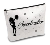 CREATCABIN Trousse Maquillage Pom Pom Girl Toile Trousse Maquillage Pochette Cosmétiques Petit Organiseur Voyage Vacances Rangement Trousse Crayons pour Femme Cheer Leader Team Girlfriend Race 25x18cm