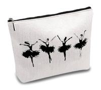 CREATCABIN Trousse Maquillage Toile Danseuse Ballet Trousse Maquillage Trousse Toilette Trousse Rangement Trousse Voyage Portable avec Fermeture Éclair pour Professeurs Danse Femmes Cadeaux 25x18cm