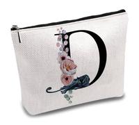 CREATCABIN Trousse Maquillage Toile Motif Floral,Trousse Cosmétiques,Trousse Toilette,Trousse Voyage,Pochettes pour,Maman,Meilleure Amie,Demoiselle d'honneur,Enseignant,Cadeaux d'anniversaire 25x18cm