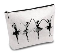 CREATCABIN Trousse Maquillage Toile pour Danseuse Ballet Trousse Voyage Portable Crayons Toilette Fermeture Éclair Survie Polyvalente Cadeau pour Danse Femmes Amies 25x18cm