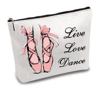 CREATCABIN Trousse Maquillage Trousse Portable Rangement Produits Cosmétiques Organisateur Produits Toilette Porte Bijoux Petites Choses Pochette Voyage avec Fermeture Éclair 25x18cm Live Love Dance