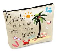 CREATCABIN Trousse Maquillage Voyage Trousse Toilette Plage Natation Pochette Rangement pour Cosmétiques Sac Main Portable Étanche Grande Capacité pour Vacances Femme Petite Amie Famille 25x18cm