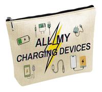 CREATCABIN Trousse Rangement pour Câbles Charge Pochette pour Tous Mes Appareils Charge Trousse Toilette Voyage Trousse Rangement pour Linge Trousse Maquillage Portable Trousse Cosmétique 25x18cm