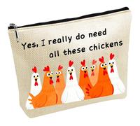 CREATCABIN Trousse Voyage Chicken Bags Pochette Cosmétique Zippée Étui Multi Usages pour Articles Toilette Sac Rangement pour Clés Rouge Lèvres Carte Oui J'Ai Vraiment Besoin Tous Ces Poulets 25x18cm