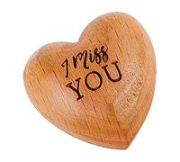 CREATCABIN Tu Me Manques Ornements de Cœur en Bois Petit Câlin Jeton Coeur en Bois D'Olivier Massif Main Spéciale Tenant un Porte-Bonheur Cadeau Je Pense à Toi pour L'Amour Amis Familles Couples Collè
