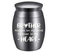CREATCABIN Urne Funéraire Décorative en Alliage Métallique Noir pour Petit Frère Souvenir Commémoratif Souvenir Éternel Cœur Cendres avec Sac Cuillère Tissu pour Homme