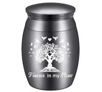 CREATCABIN Urne Funéraire Noire Petite Taille pour Cendres Arbre Vie Alliage pour Partage Commémoratif Porte Cendres Miniature pour Famille Ami Animal Compagnie 4x3cm Toujours dans Mon Cœur