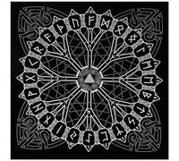 CREATCABIN Viking Runes Tarot Tissu Constellation Tarot Deck Tapisserie Spirituelle Nappe Sacrée Astrologie avec Sac de Cartes de Tarot pour Divination Sorcellerie Païenne 48.5x48.5cm Noir
