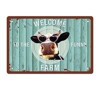 CREATCABIN Welcome to The Funny Farm Cow Sign Metal Tin Signs Retro Vintage Poster Wall cor Garage Farmhouse Garn Bar Club Bathroom Door Yard corations 12 x 8inch