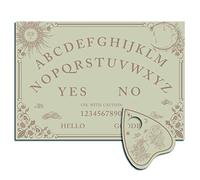 CREATCABIN Wood Spirit Board Pendule Board Bois Talking Ouija Boards with Planchette Dowsing Divination Kit Jeu Spirit Hunt Metaphysical Message cor for Wicca Pagan 11.8 x 8.3 inch-Sun and Moon