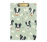 Create-a-seamless-pattern-featuring-cartoonish-dog-heads-wearing-bow-ties-against-a-light-green-back Porte-bloc en acrylique pour infirmières et bureau, planche à clip en plastique avec clip à profil