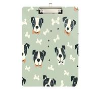 Create-a-seamless-pattern-featuring-cartoonish-dog-heads-wearing-bow-ties-against-a-light-green-back Porte-bloc en acrylique pour infirmières et bureau, planche à clip en plastique avec clip à profil