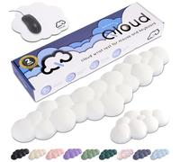Create-ables Qloud Repose-poignets en forme de nuage pour clavier d'ordinateur, en mousse à mémoire de forme, base antidérapante, livré avec un tapis de souris, blanc