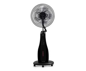 CREATE / AIR MIST/Ventilateur brumisateur oscillant blanc et noir/Ventilateur et humidificateur, brumisateur à vibration ultrasonique, 3 vitesses, roulettes multidirectionnelles, 90W