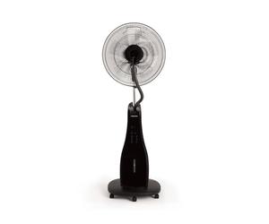 CREATE / AIR MIST/Ventilateur brumisateur oscillant noir/Ultra-silencieux, ventilateur et humidificateur, brumisateur à vibration ultrasonique, 3 vitesses, roulettes multidirectionnelles, 90W
