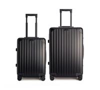 CREATE Bagage en aluminium/valise rigide en aluminium/double fermeture TSA, roues multidirectionnelles, organiseur intérieur, imperméable, poignée télescopique, Noir , Ensemble : cabine S et check-in