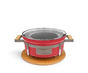 CREATE/BBQ KAMADO HIBACHI/Round Smoker Barbecue Rouge/Compact, polyvalent, peut fumer, griller et cuire, système de ventilation.