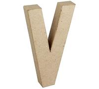 Creotime papier mâché lettre V 20,5 cm Marron