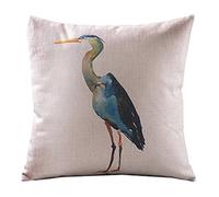 Create For-Life Cotton Linen Decorative Pillowcase Throw Pillow Cushion Cover Watercolor Bird Grus Japonensis Square 18"