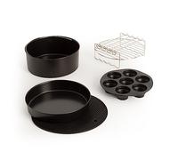 CREATE / Fryer Air Pro Large Tools/Pack d'accessoires pour friteuse à air de 6,2 l / Moules à cupcakes / Pizzas. Récipients de cuisson. Grille pour 4 brochettes, dessous de plat en silicone.