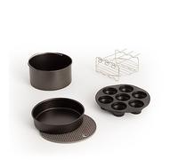 CREATE Fryer Air Pro Tools / Pack d'accessoires pour friteuse à air de 3,5 l / Moule à muffins, base pour pizzas, grille à rôtir, bol de cuisson et dessous de plat en silicone.