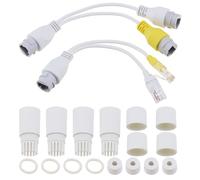 Create idea 1 Paire d'adaptateur Séparateur PoE Blanc Étanche Adaptateur Ethernet RJ45 pour Caméra Réseau CCTV Caméra IP AP Voip Téléphone