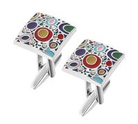Create idea 1 Paire de Boutons de Manchette Arc-en-Ciel Coloré Classiques pour Hommes Père Marié Décoration Accessoires Plaqué Argent