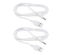 Create idea 2pcs 5V Câble USB d'alimentation Charge Rapide Type A USB avec Prise Barrel 3.5x1.35mm Compatible avec Luna Chargeur Câble d'alimentation de Remplacement 1.2m, Blanc