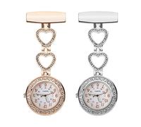 Create idea 2pcs Montres de Poche Infirmière Fob Montre en Alliage de Zinc Métal Montres de Poche Cristal Infirmières Montres pour Médecins Infirmière Soignants, Argent/Or Rose