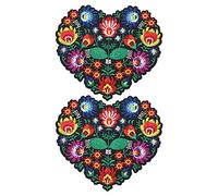 Create idea 2pcs Patchs Brodés en forme de coeur Fleur Broderie Appliques Patchs Vêtements Appliques Brodés Décoratifs pour Bricolage Vêtements Vestes Couture Artisanat
