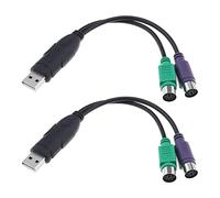Create idea 2pcs PS2 vers USB Adaptateur PS2 Clavier et Souris vers USB Câbles de Convertisseur Adaptateur Répartiteur en Y Prise en Charge du Port PS2 Commutateur KVM 20cm