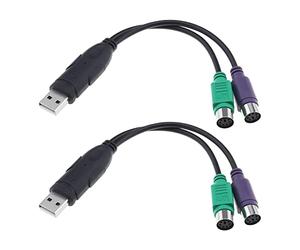 Create idea 2pcs PS2 vers USB Adaptateur PS2 Clavier et Souris vers USB Câbles de Convertisseur Adaptateur Répartiteur en Y Prise en Charge du Port PS2 Commutateur KVM 20cm