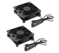 Create idea 2pcs Ventilateurs de 120 Mm pour Routeur PC avec Contrôleur à 3 Vitesses pour Routeur Modem DVR TV USB 5 V