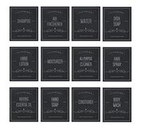 Create idea 48pcs Autocollant Étanche Étiquettes de Bouteille Distributeur de Savon Autocollants Maison Étiquettes Fournitures Ménagères pour Cuisine Salle de Bain, Noir