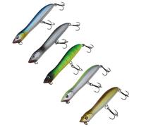 Create idea 5pcs Leurres de Pêche avec Flotteur Queue Rotative Barbe Triple Crochets Leurre de Surface Matériel de Pêche pour la Pêche à la Truite d'eau Douce en Eau Salée 6g 84mm